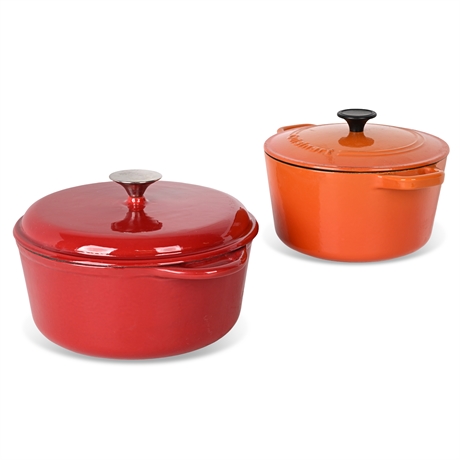 Cuisinart 3QT & Wolfgang Puck Red Enamel Cast Iron Dutch Ovens